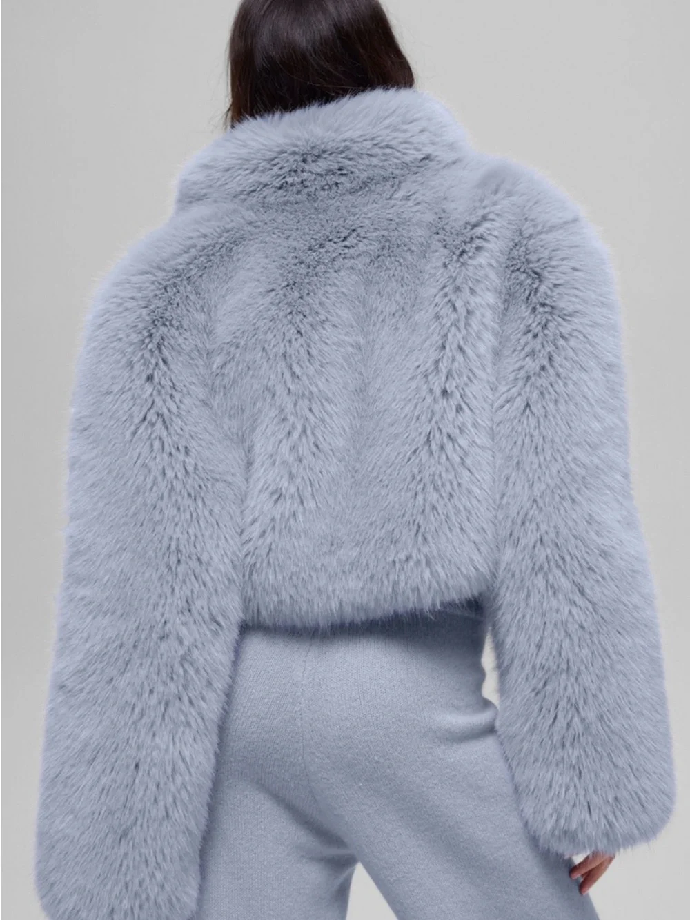 Alo Yoga Opulent Faux Fur Cropped Jacket In Winter Frost - Size Medium